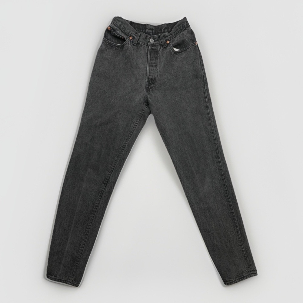 Vintage vTg Black Levi's 501 Tapered Slim Jeans 24x31 Actual Button Fly USA 90's